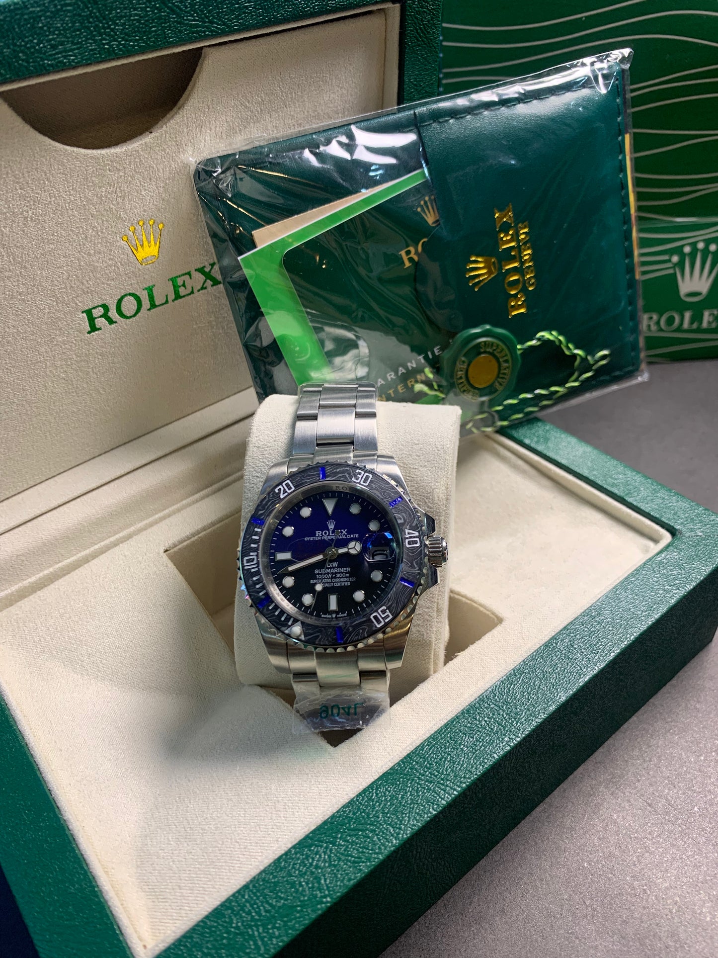 RLX Submariner DIW Carbon Bezel Silver Chain Automatic 41mm