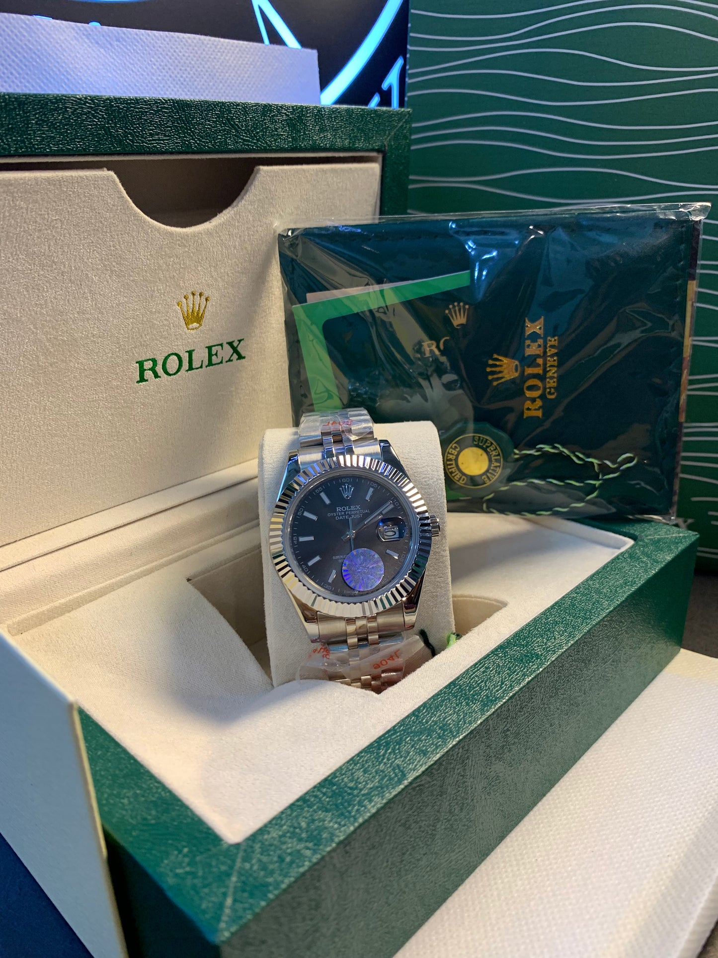 RLX Just Date Black Dial Silver Chain Automatic 40mm