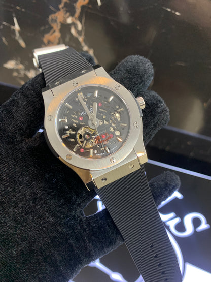 Hublot Skeleton Black PVC 42mm