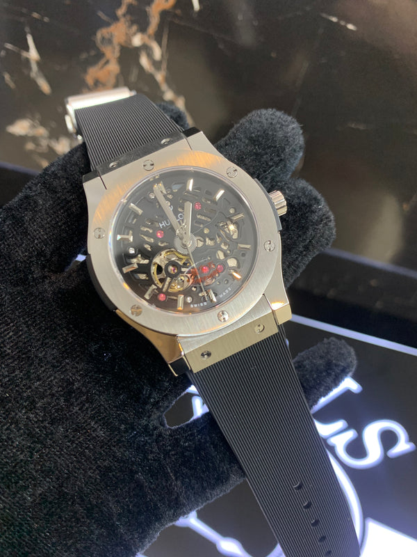 Hublot Skeleton Black PVC 42mm