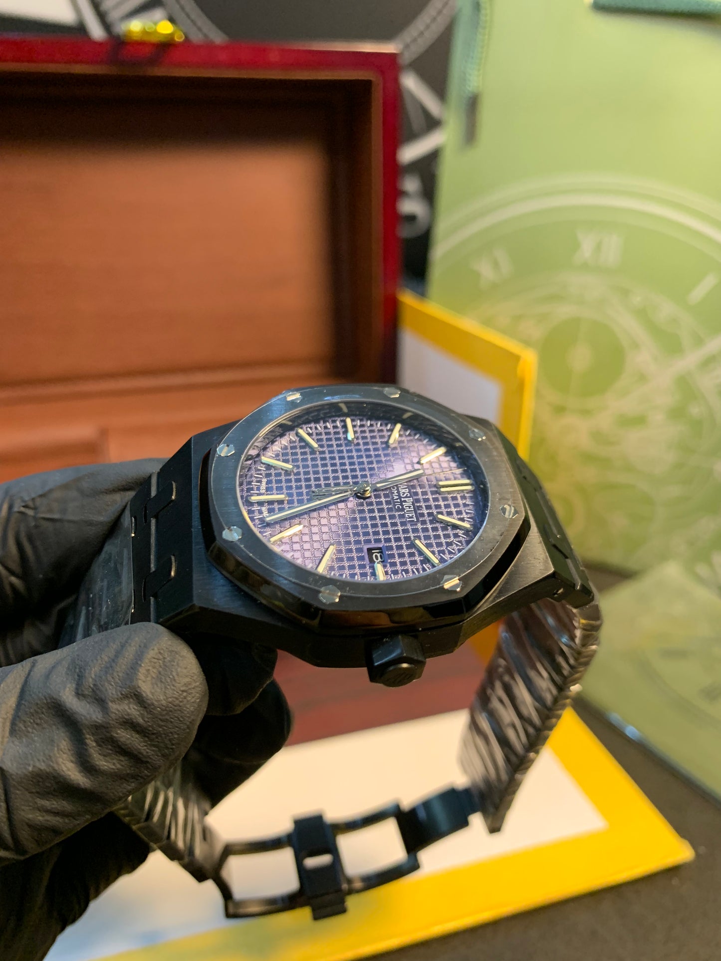 Audemars Piguet Automatic 41mm Black Chain  Blue Dial