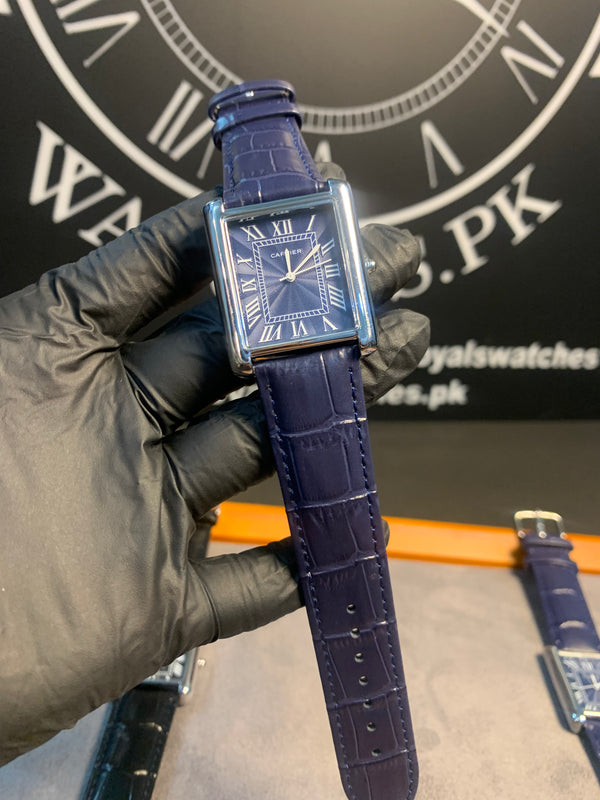 Cartier Tank Blue Leather Quartz