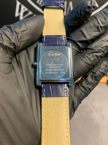 Cartier Tank Blue Leather Quartz