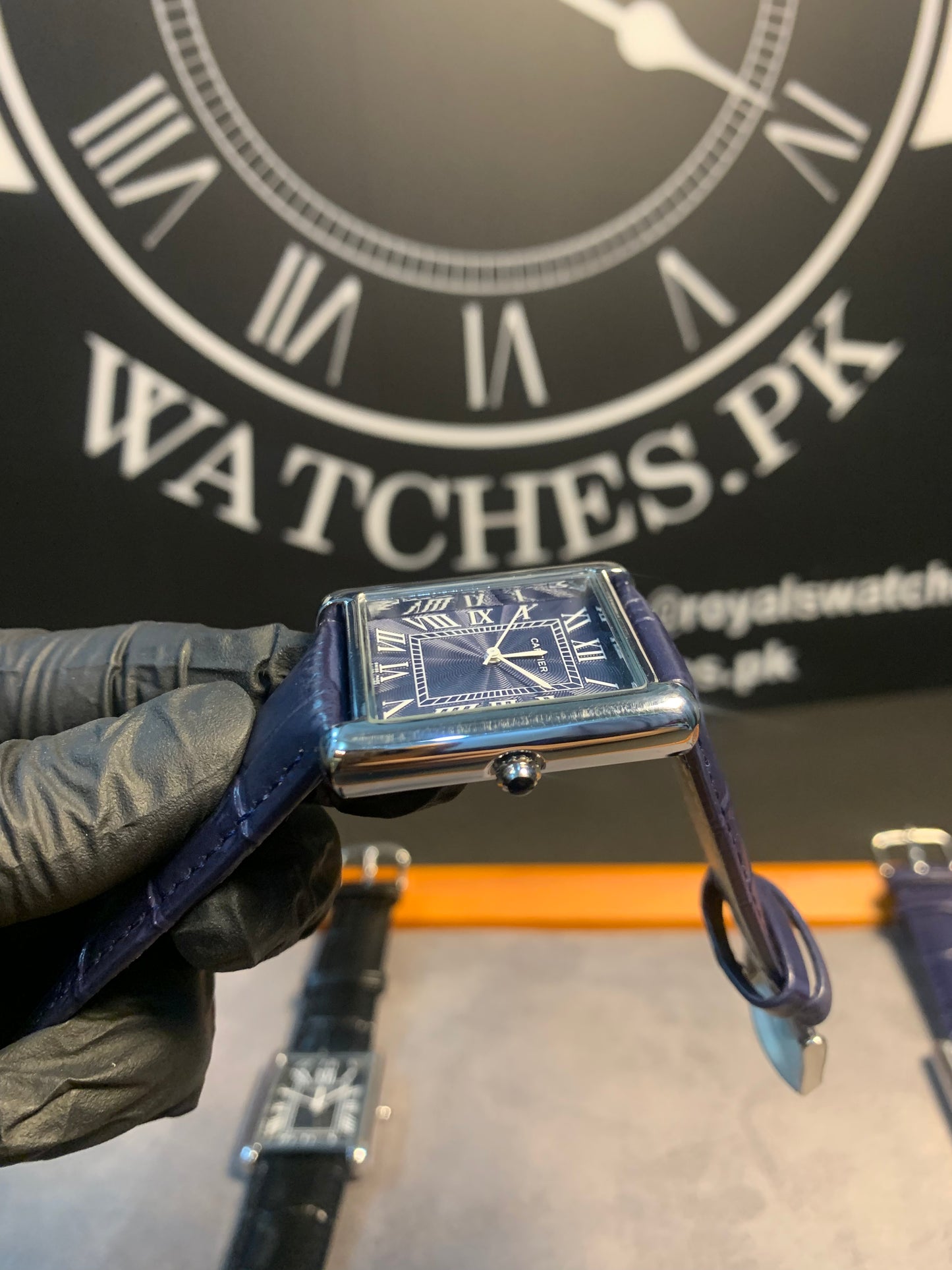 Cartier Tank Blue Leather Quartz