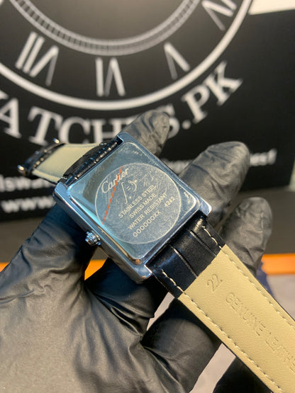 Cartier Tank Black Leather Quartz