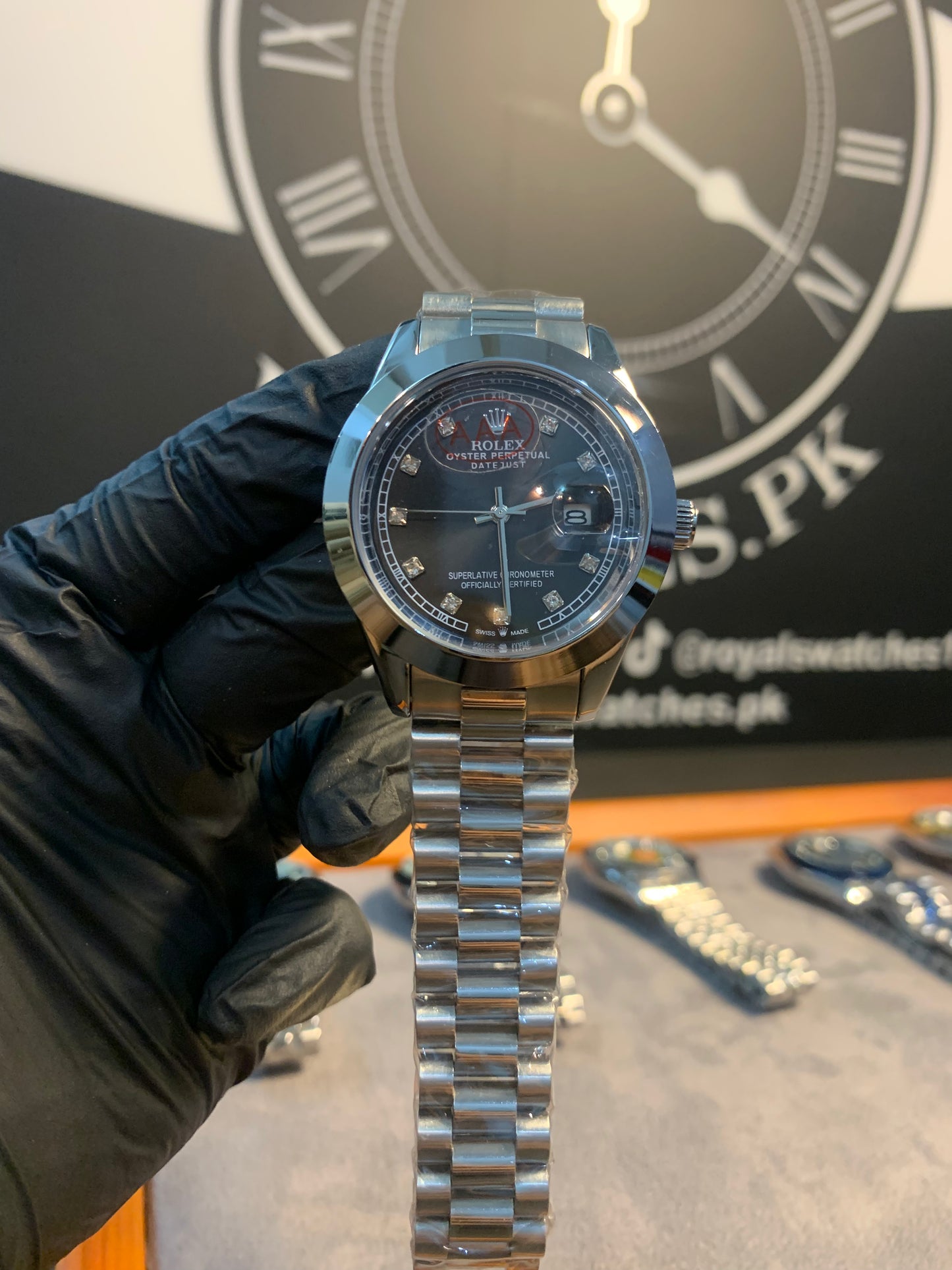 Rolex Just Date Silver Chain 40mm