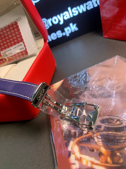 Omega Speedmaster Silver Snoopy Award Blue Strap 42mm
