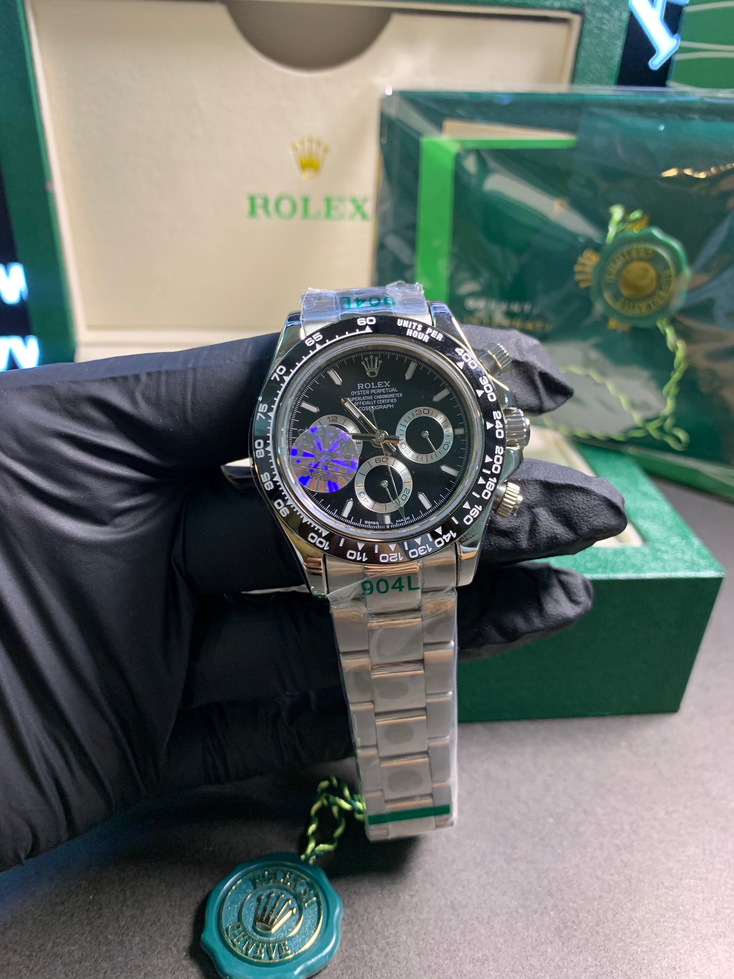 RLX Daytona Black Dial Silver Chain Automatic Chronograph 40mm