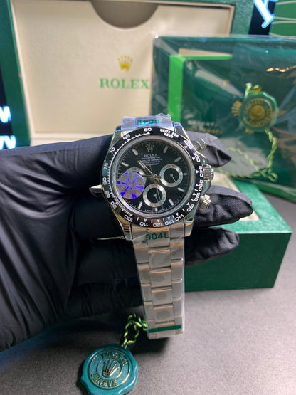 RLX Daytona Black Dial Silver Chain Automatic Chronograph 40mm
