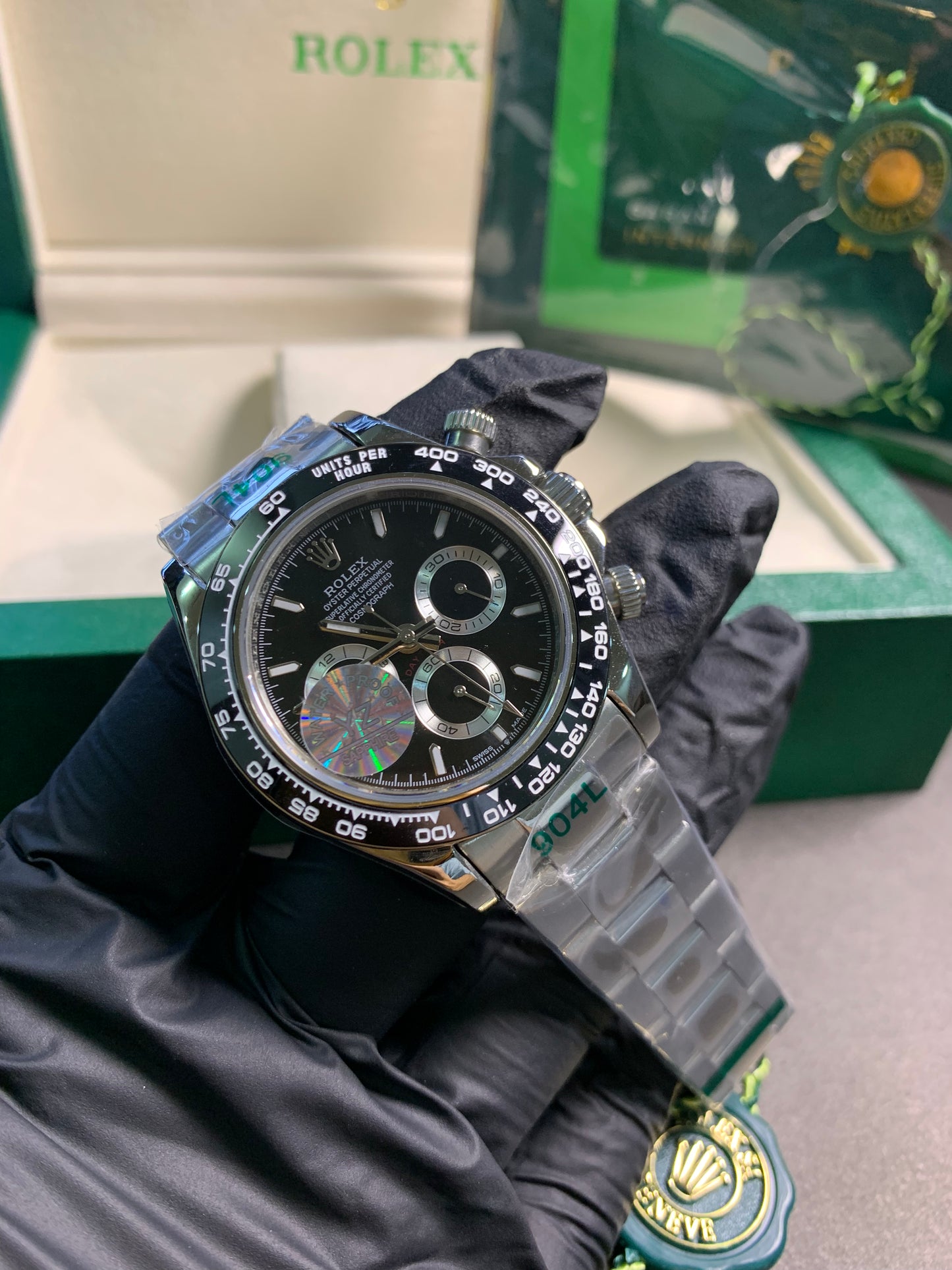 RLX Daytona Black Dial Silver Chain Automatic Chronograph 40mm