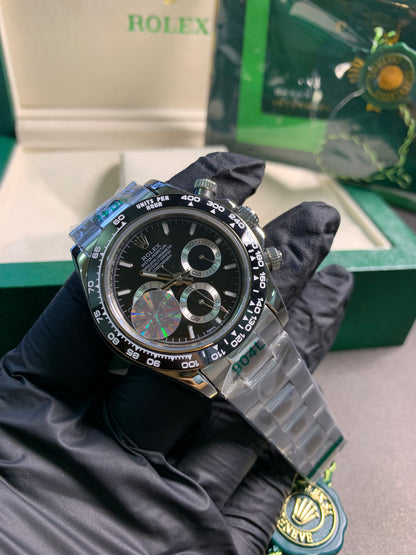 RLX Daytona Black Dial Silver Chain Automatic Chronograph 40mm