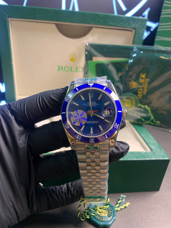 RLX Oyster Date Blue Dial Silver Chain Automatic 41mm ⌚