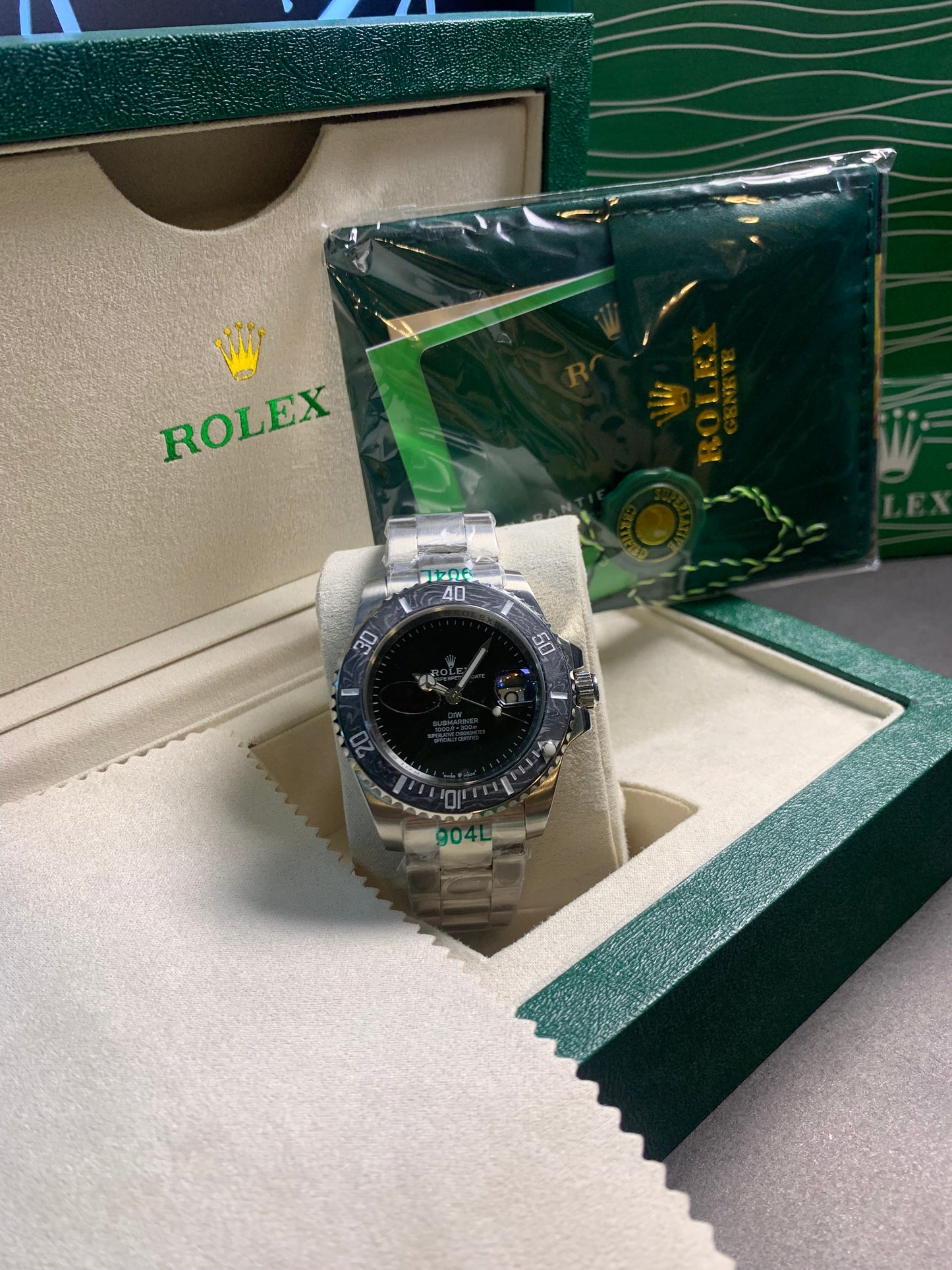 RLX Submariner DIW Carbon Bezel Silver Chain Automatic 41mm