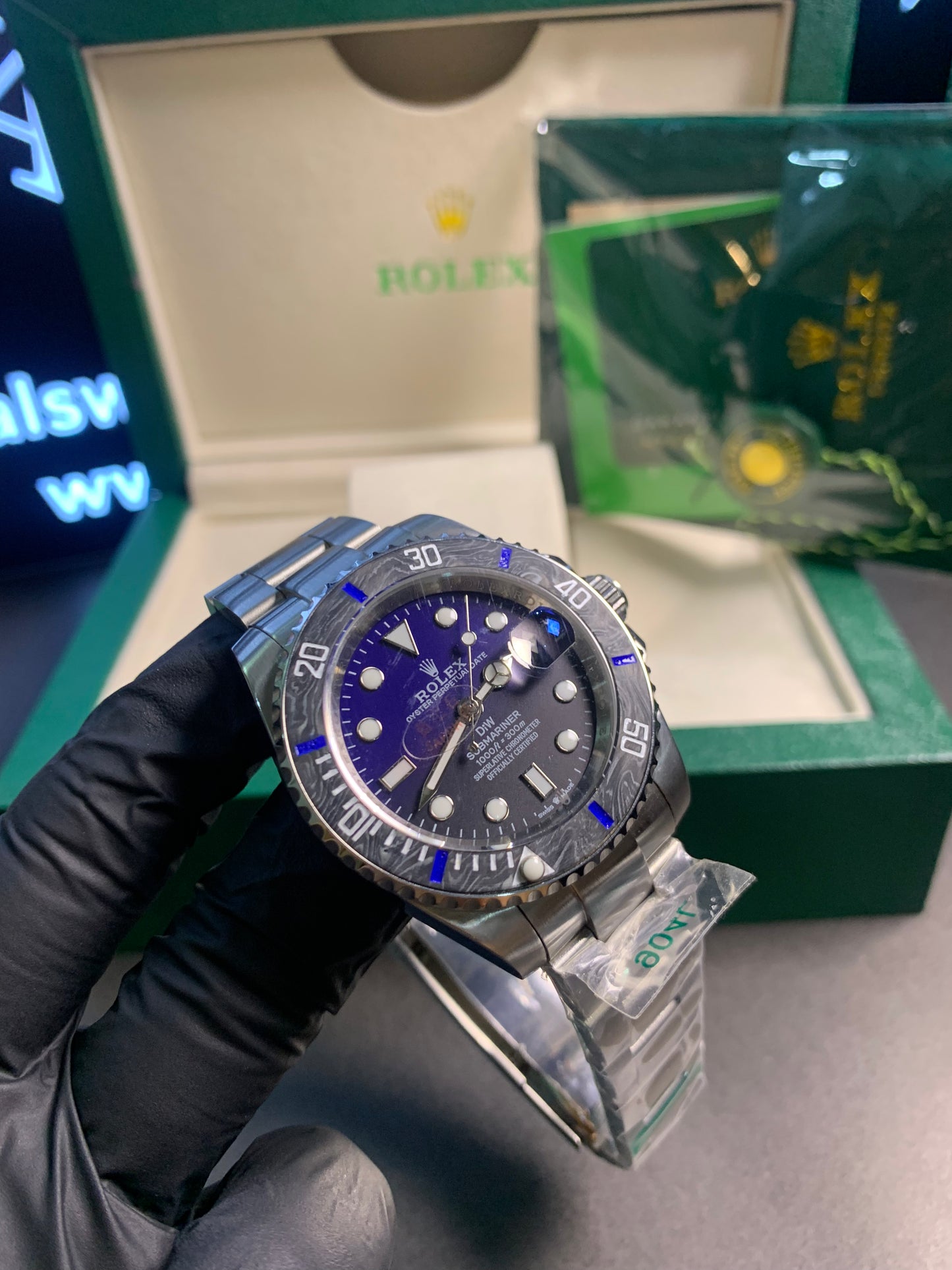 RLX Submariner DIW Carbon Bezel Silver Chain Automatic 41mm