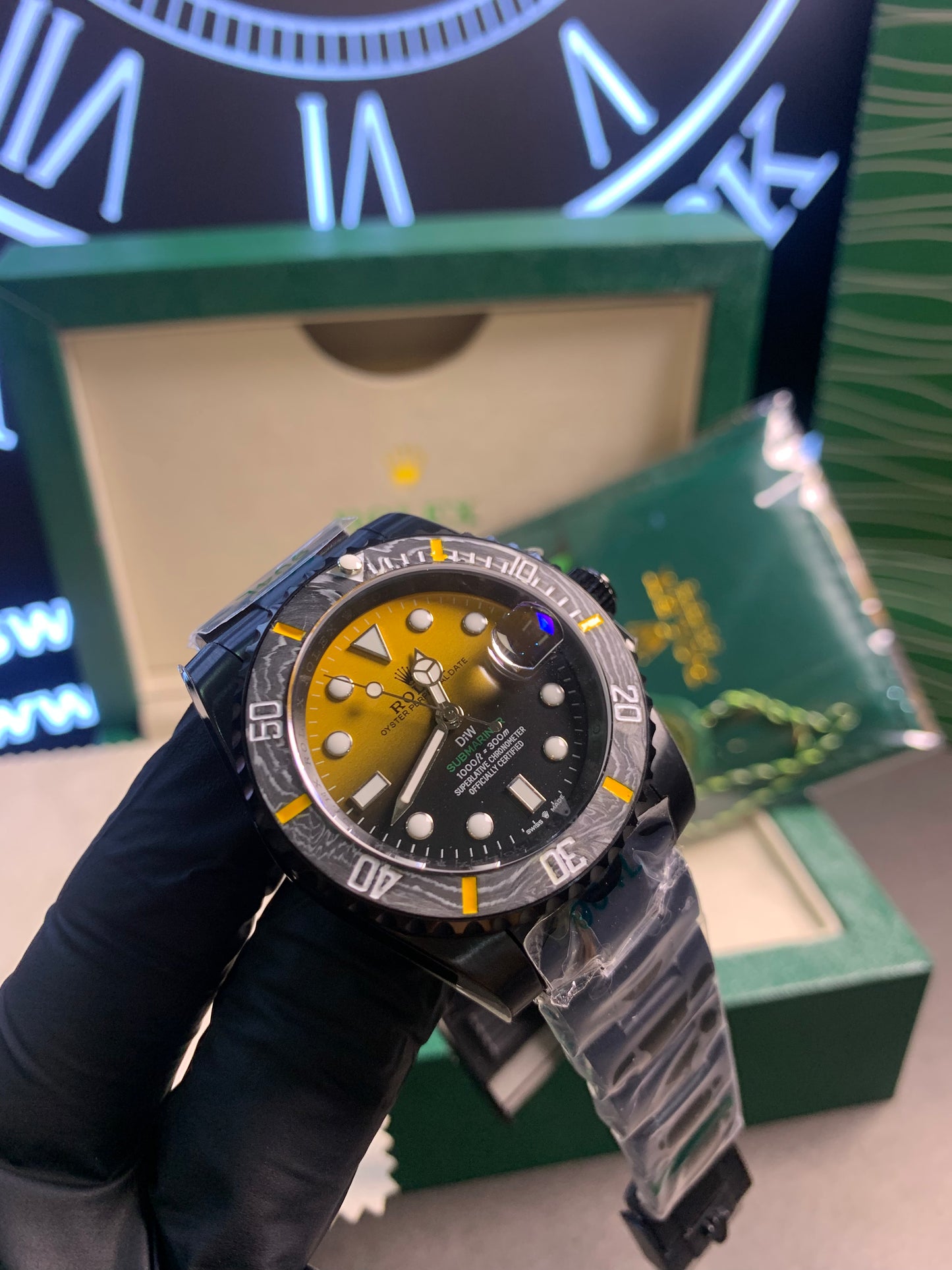 RLX Submariner DIW Carbon Bezel Black Chain Automatic 41mm