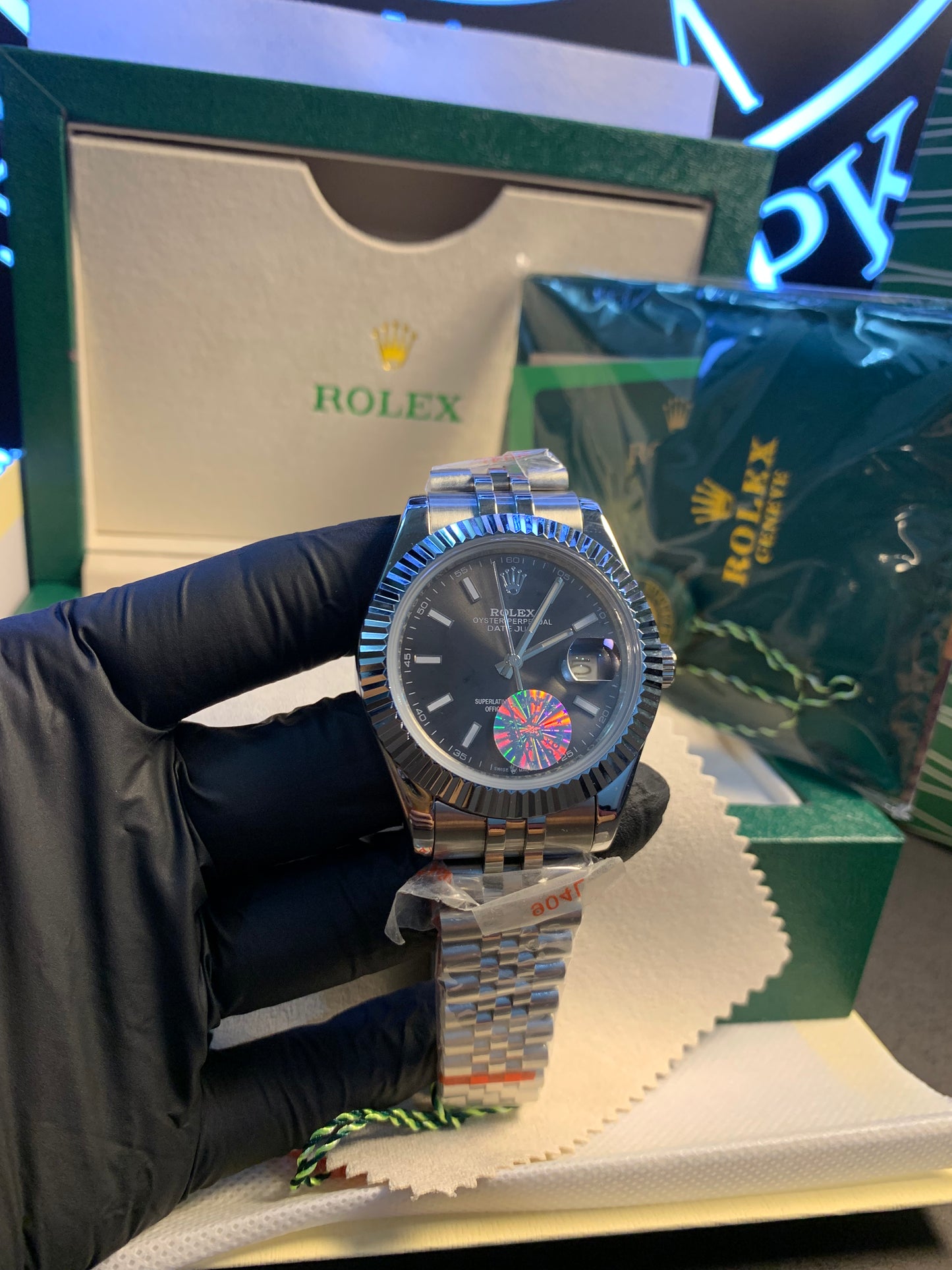 RLX Just Date Black Dial Silver Chain Automatic 40mm