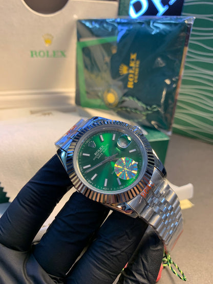 RLX Just Date Green Dial Silver Chain Automatic 40mm