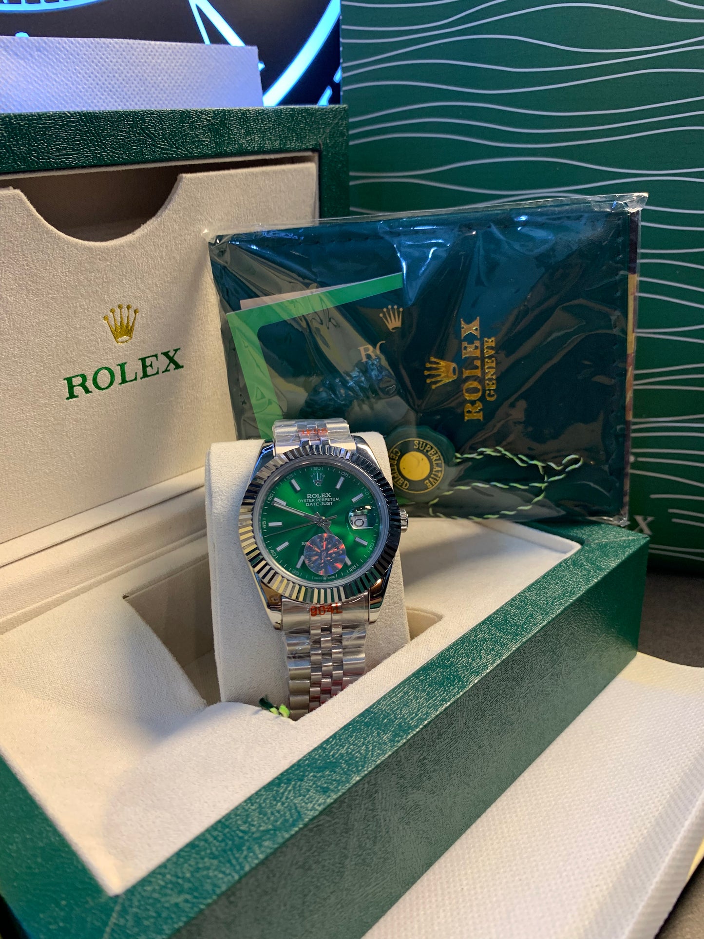 RLX Just Date Green Dial Silver Chain Automatic 40mm