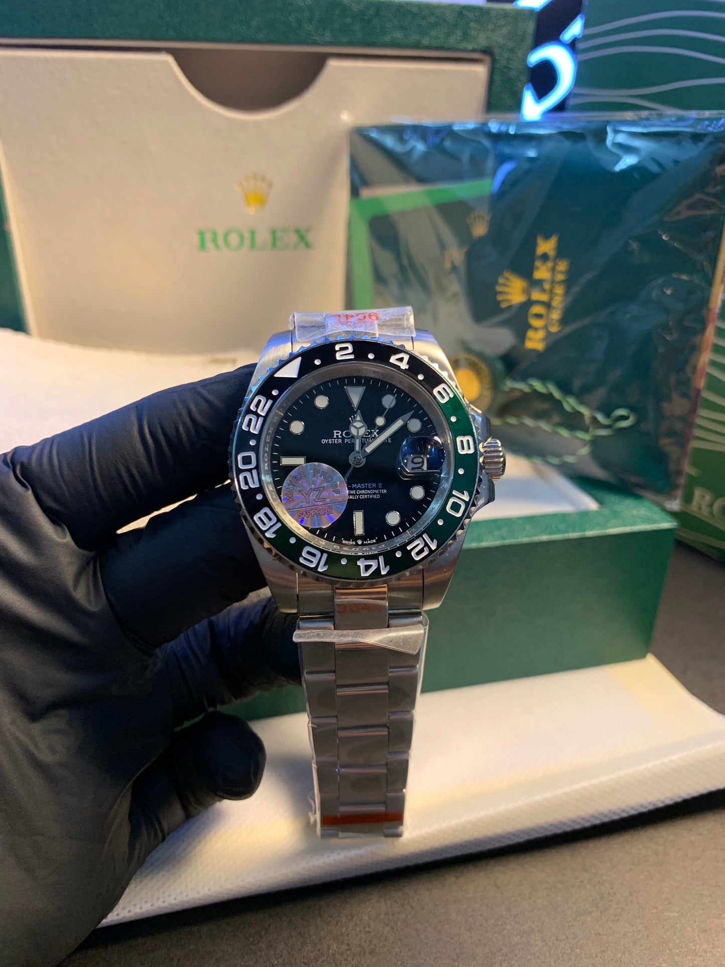 RLX GMT Master II Green-Black Bezel Silver Chain Automatic 40mm