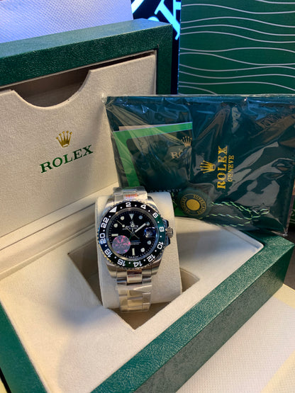 RLX GMT Master II Green-Black Bezel Silver Chain Automatic 40mm