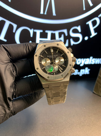 Audemars Piguet Chronograph Black Dial Silver Chain 41mm Stopwatch funtional