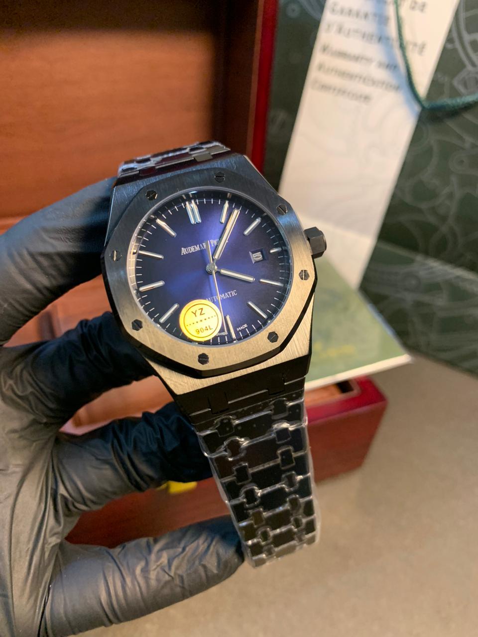 Audemars Piguet Automatic 41mm – Black Chain, Blue Dial Luxury ⌚💎