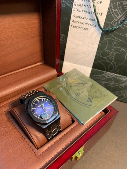 Audemars Piguet Automatic 41mm – Black Chain, Blue Dial Luxury ⌚💎