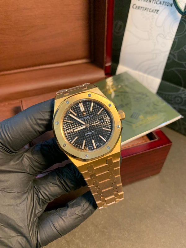 Audemars Piguet Automatic 41mm – Rose Gold Chain, Black Dial Luxury