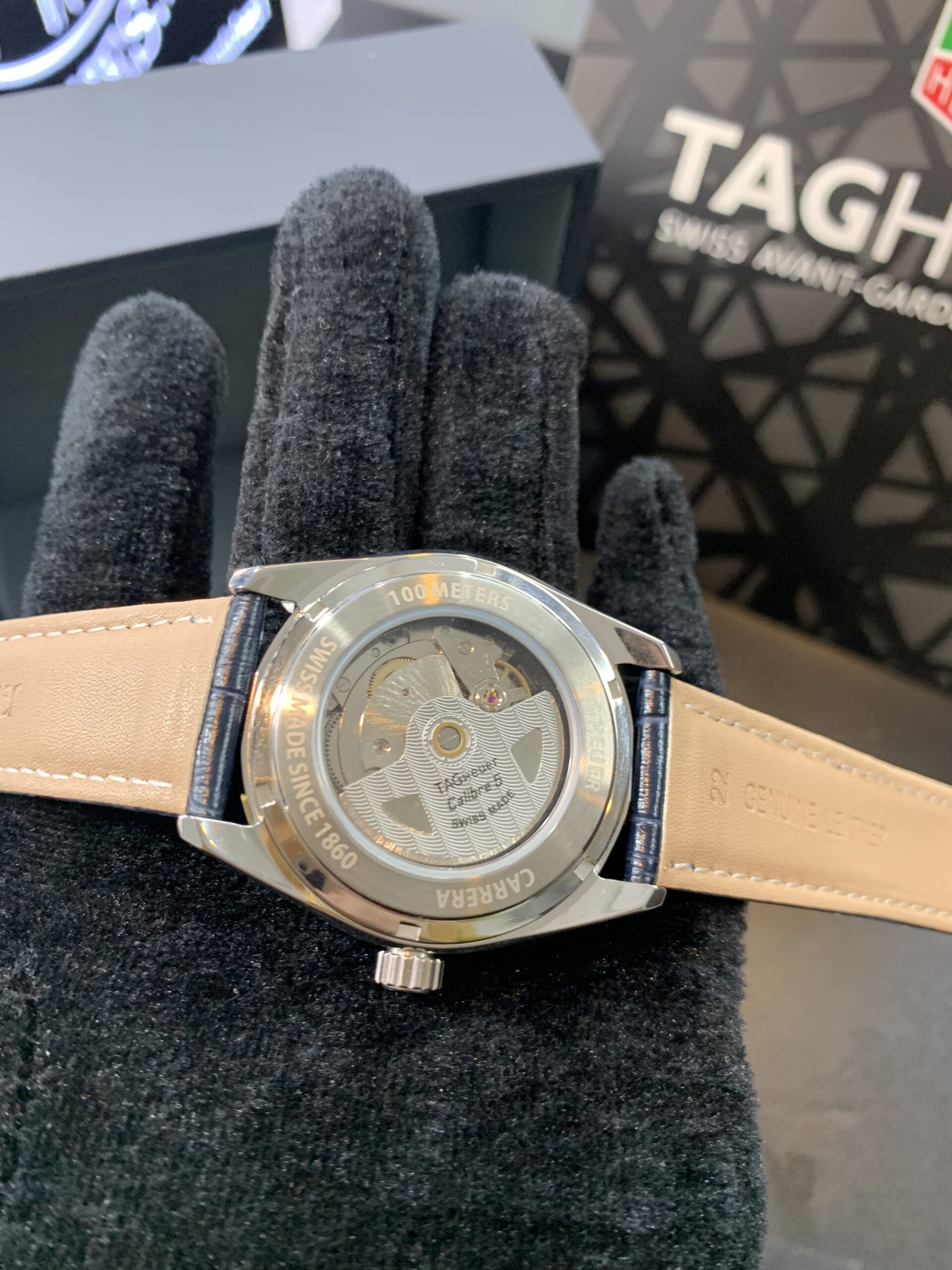 TAG HEUER CARRERA CALIBRE 5 BLUE LEATHER STRAP BLUE DIAL AUTOMATIC WATCH FOR GENTS