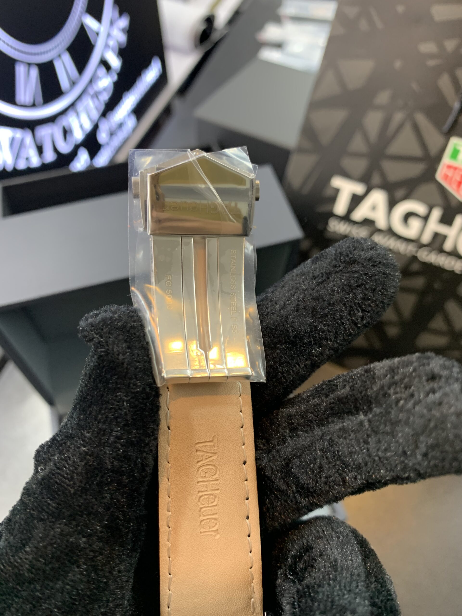 Tag Heuer Carrera Calibre 5 Black Leather Strap Silver Dial Automatic Watch for Gents